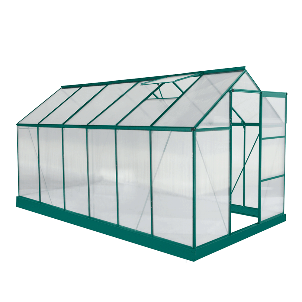 Kerti üvegház, polikarbonát, 190x371x205 cm, BURIO