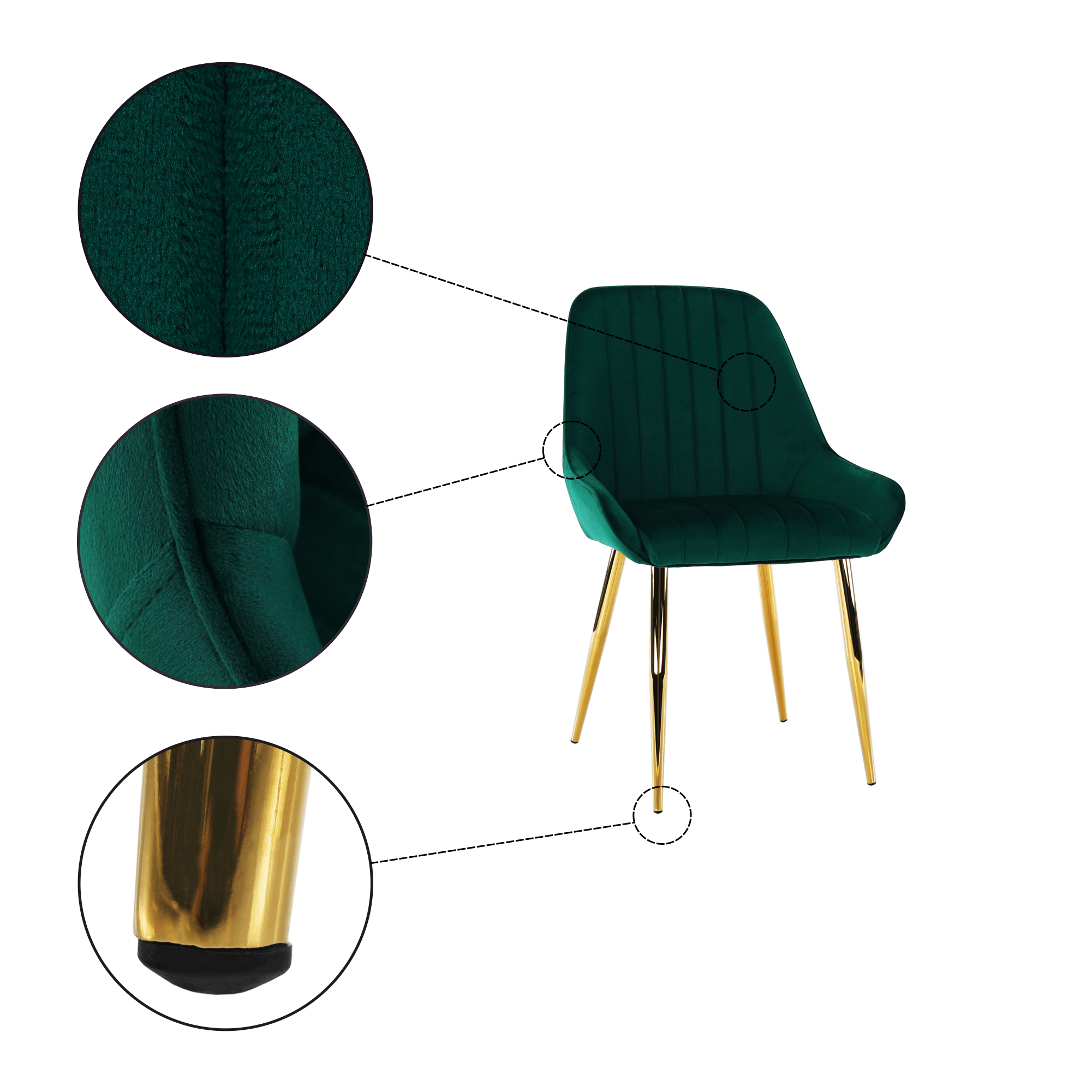 Jídelní židle, smaragdová / gold chrom-zlatý, PERLIA