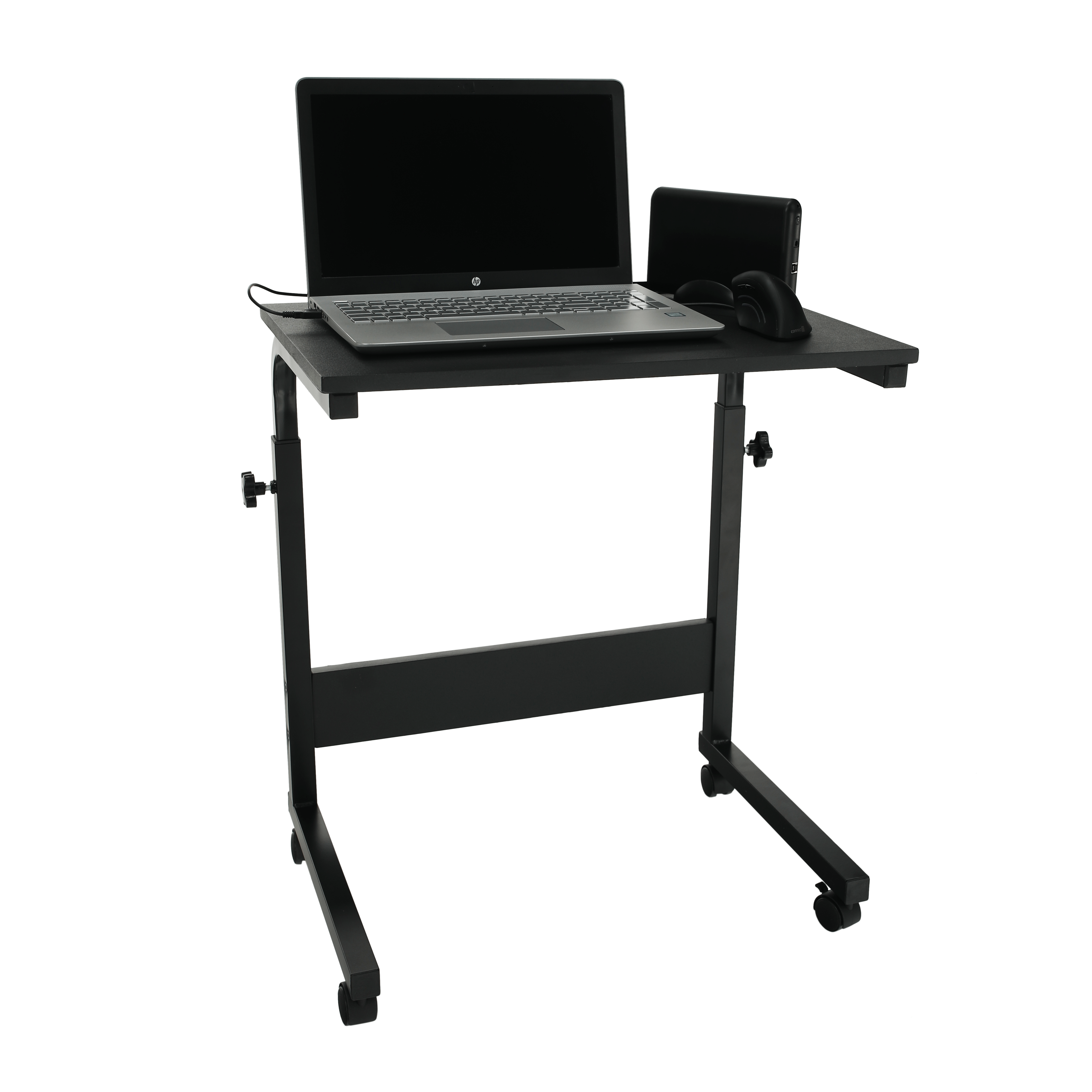 Számítógépasztal kerekekkel, fekete, WESTA