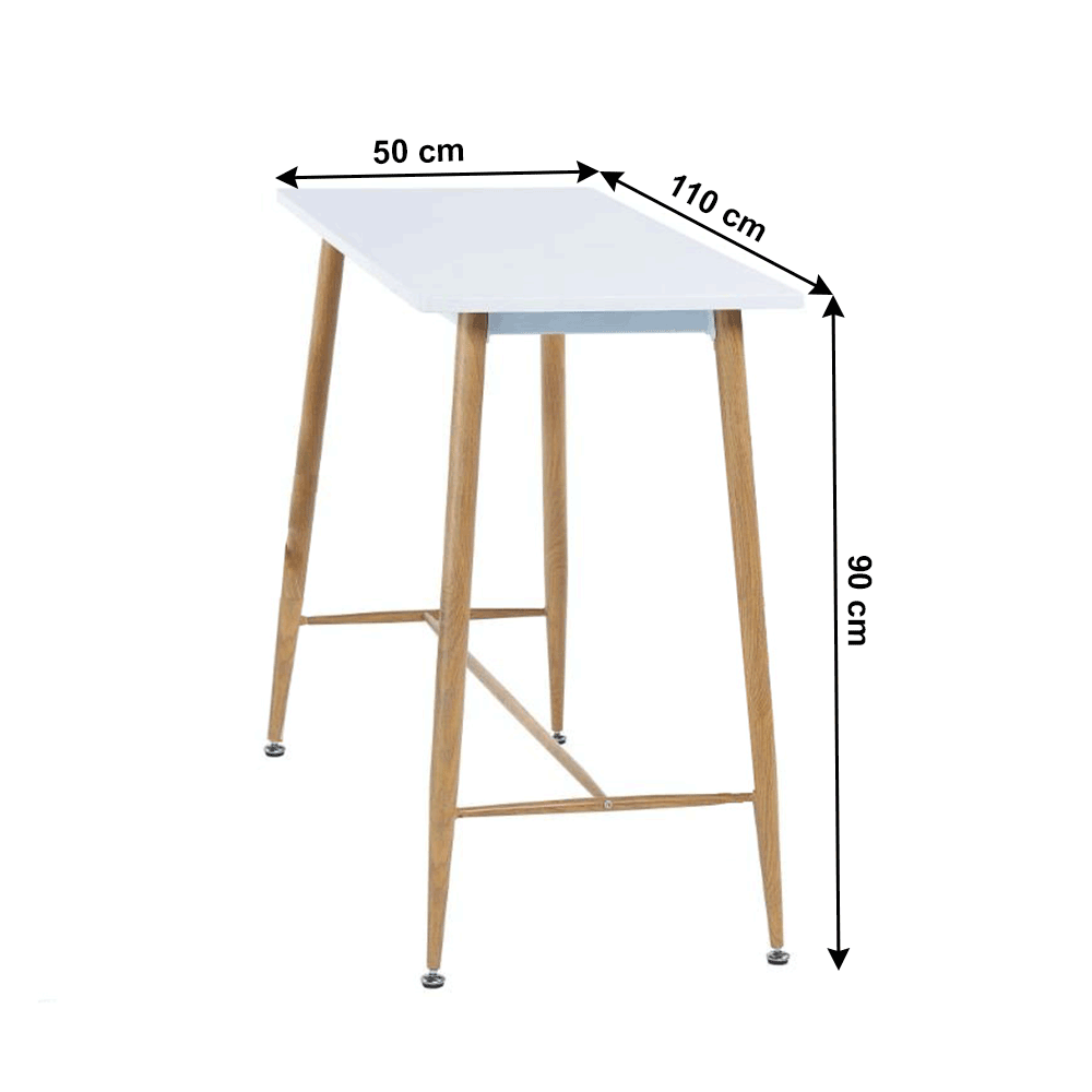 Barový stůl, bílá / buk, 110x50 cm, DORTON