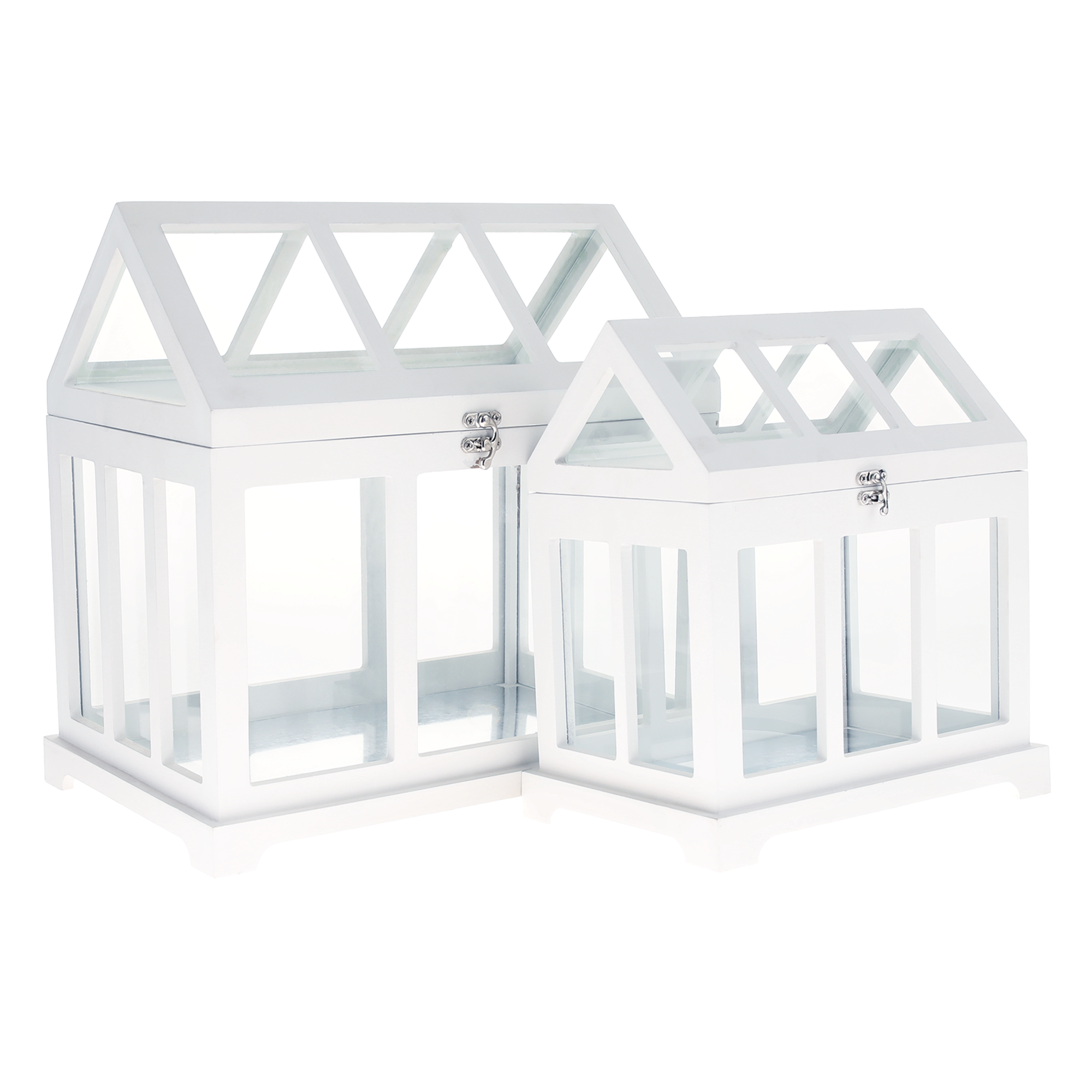 Mini üvegházak, 2 db-os szett, fehér, MAURI
