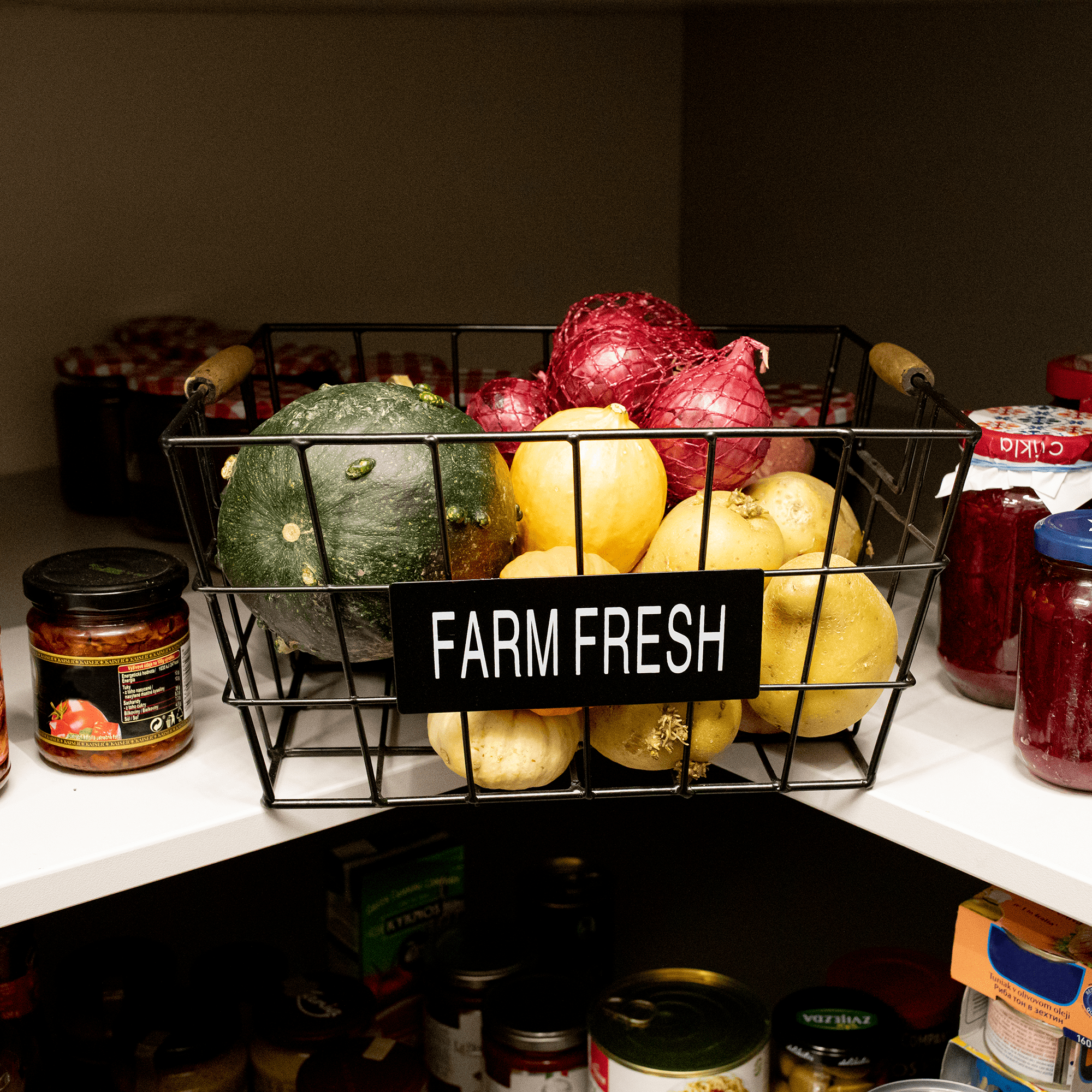 Kovový košík, čierna, RIVAN