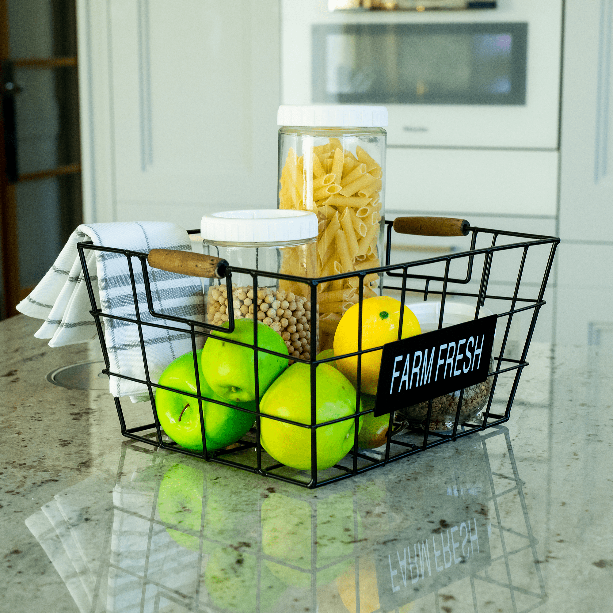 Kovový košík, čierna, RIVAN