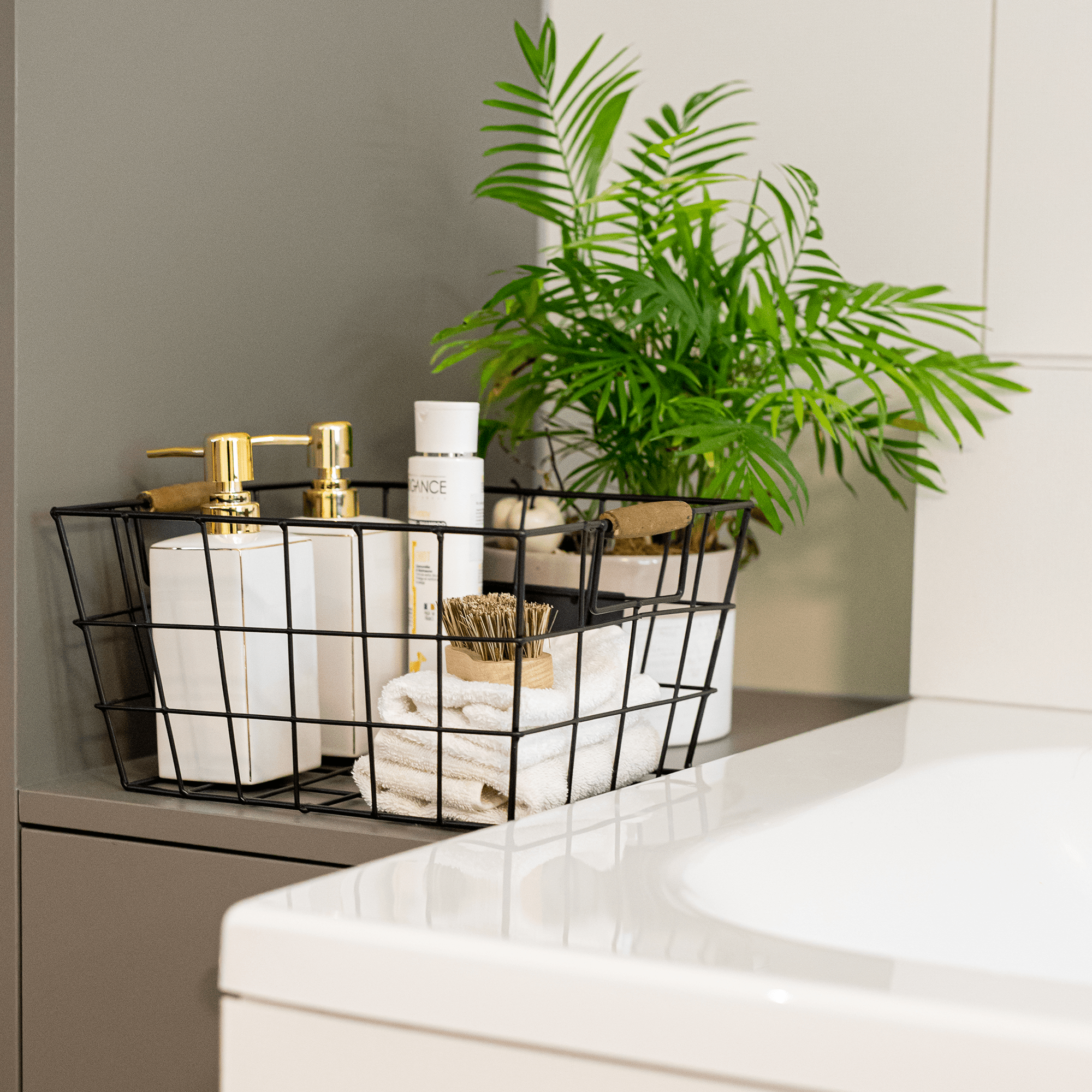 Kovový košík, čierna, RIVAN