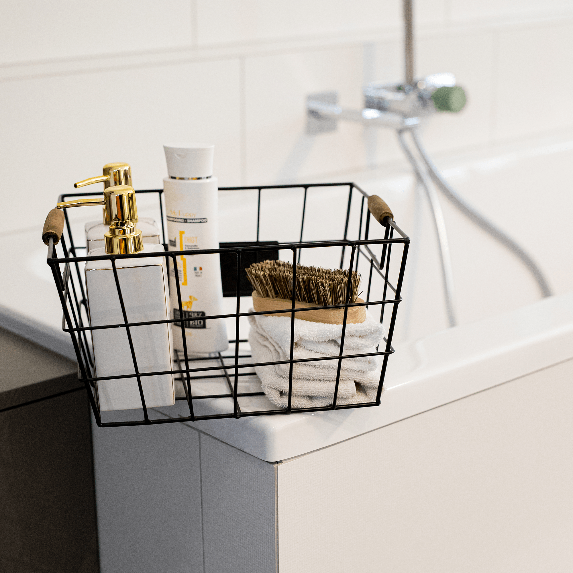 Kovový košík, čierna, RIVAN