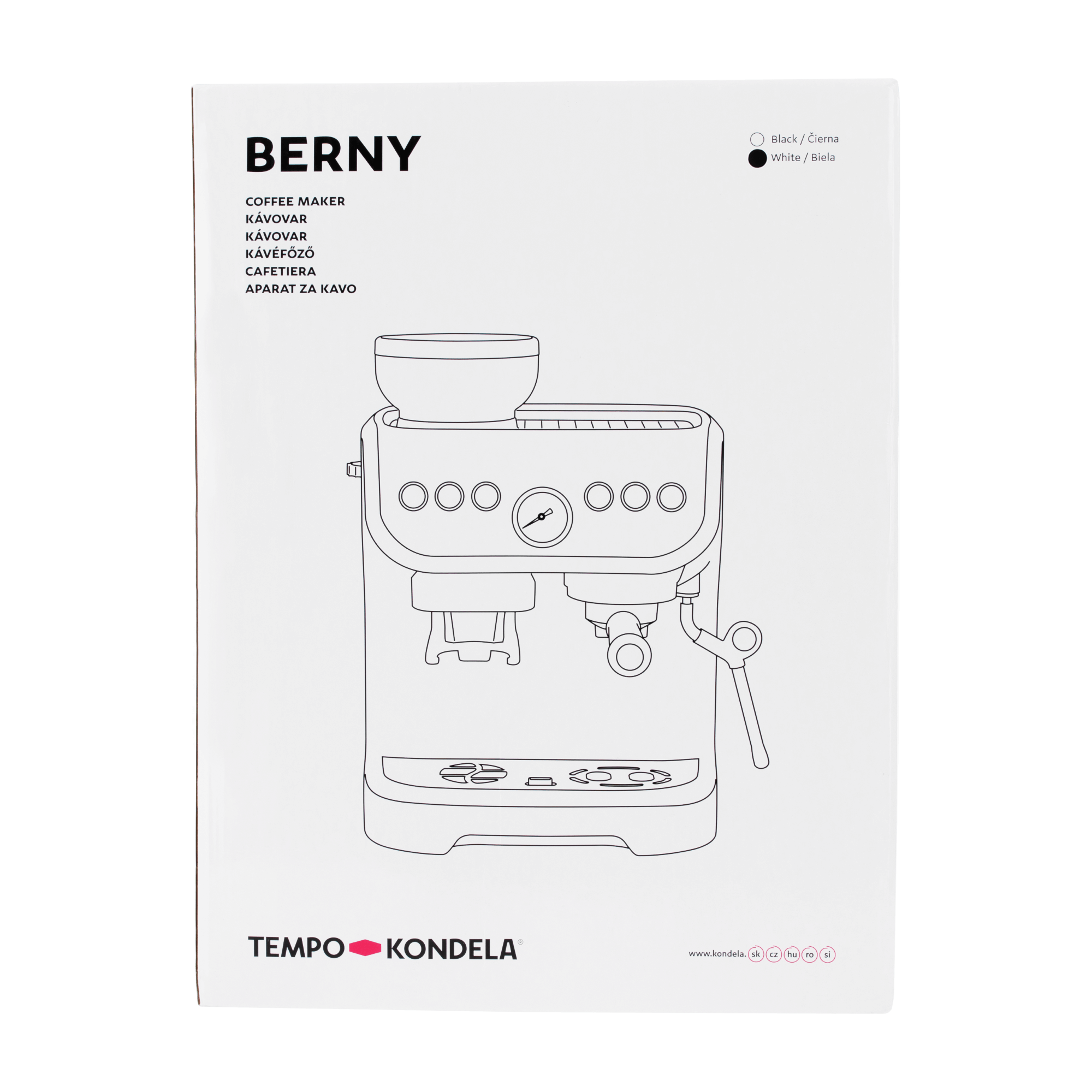 TEMPO-KONDELA BERNY, pákový kávovar s mlynčekom, biela