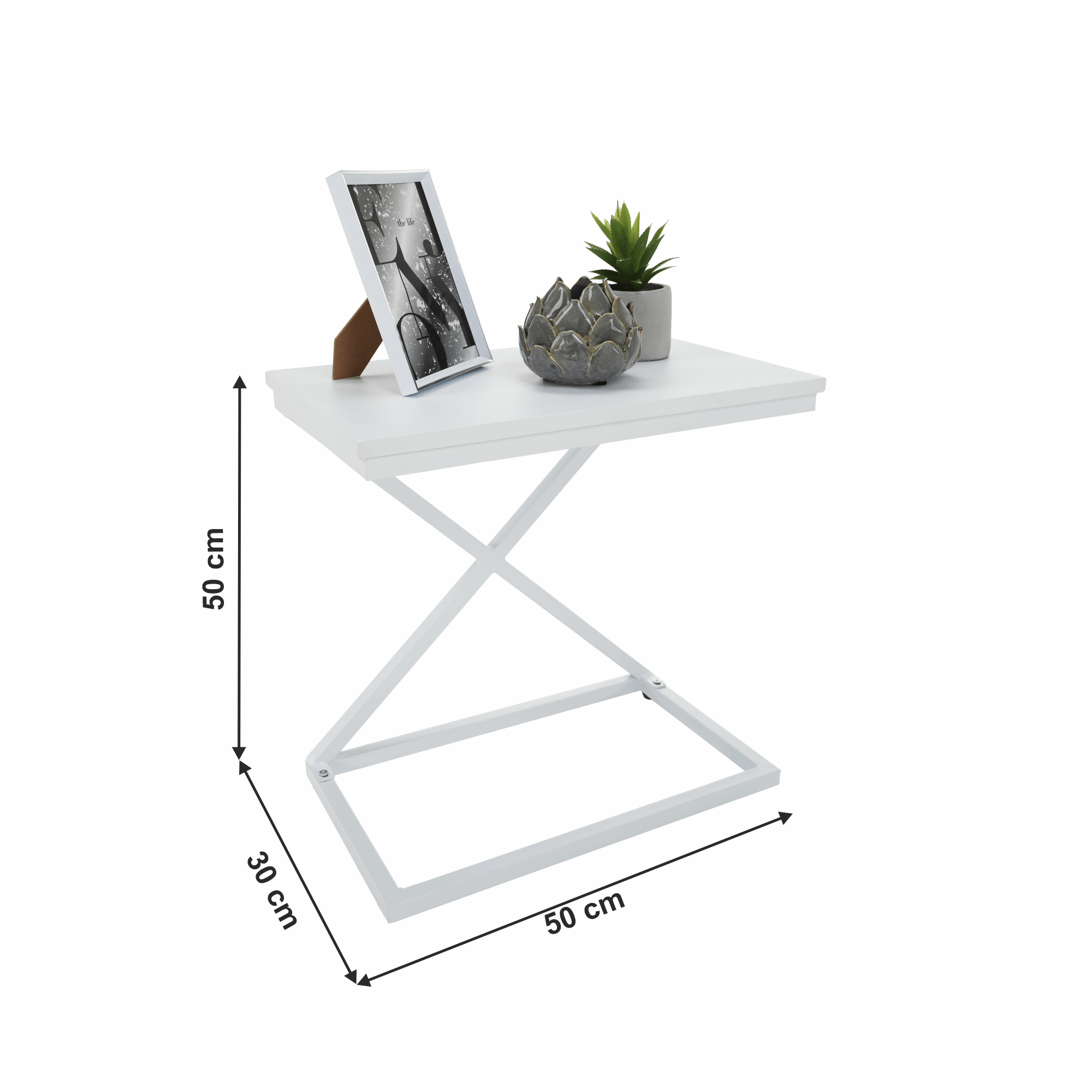 Příruční / noční stolek, bílá, APIA