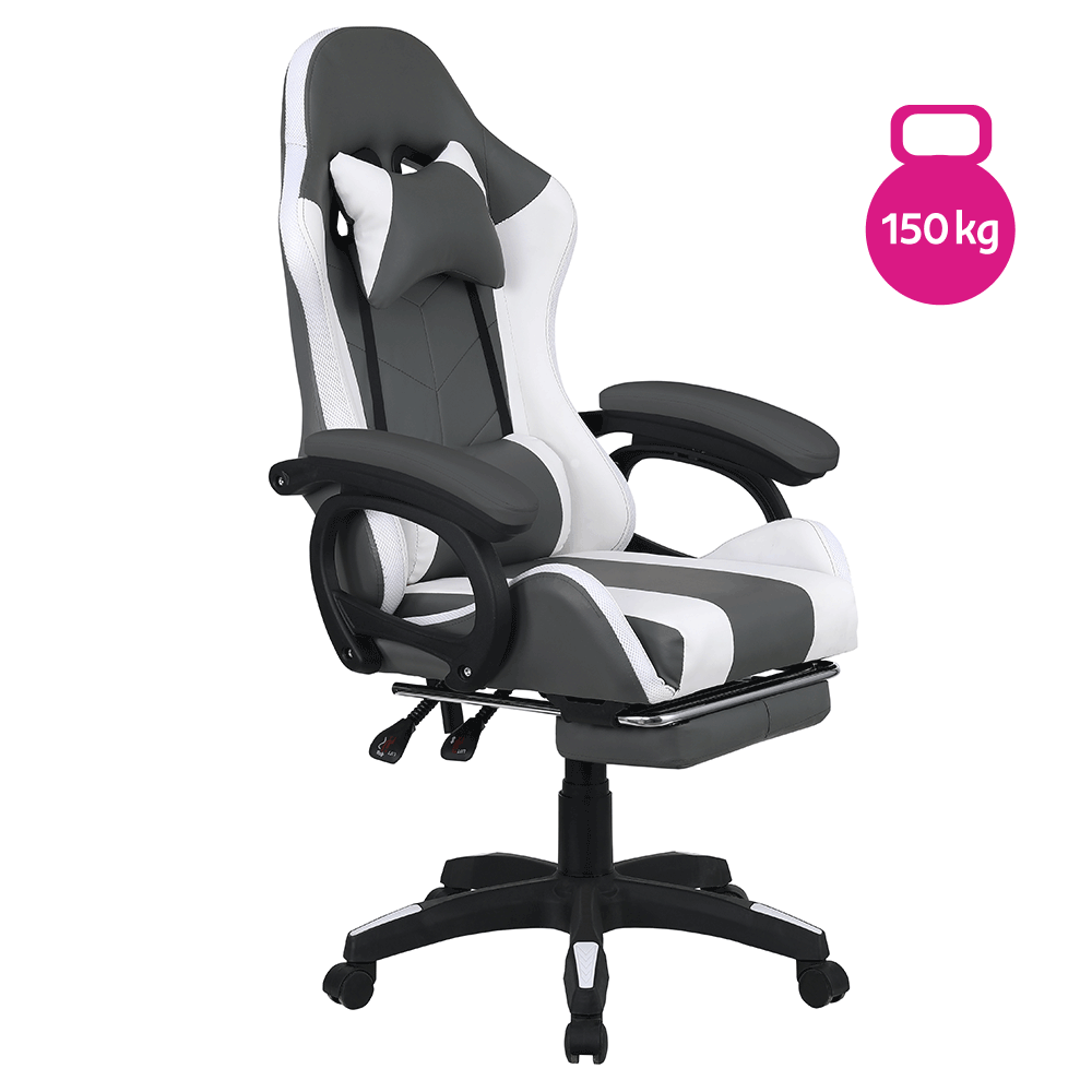 Kancelárske/herné kreslo s RGB LED podsvietením, čierna/biela, JOVELA