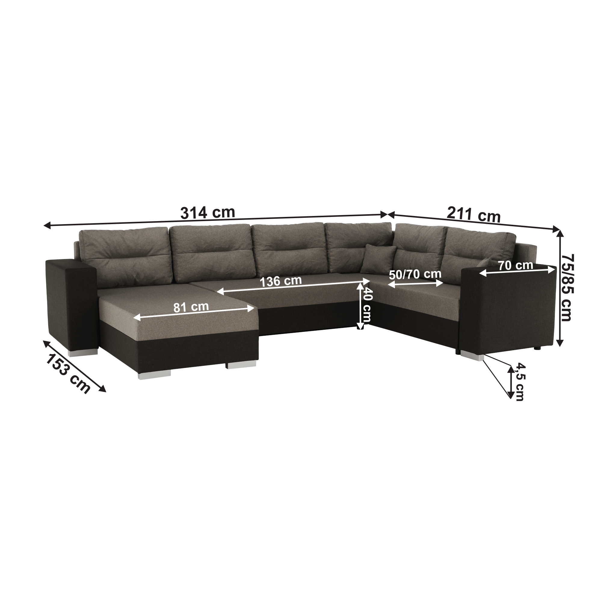 Canapea universală, maro / gri-maro, BRENDA