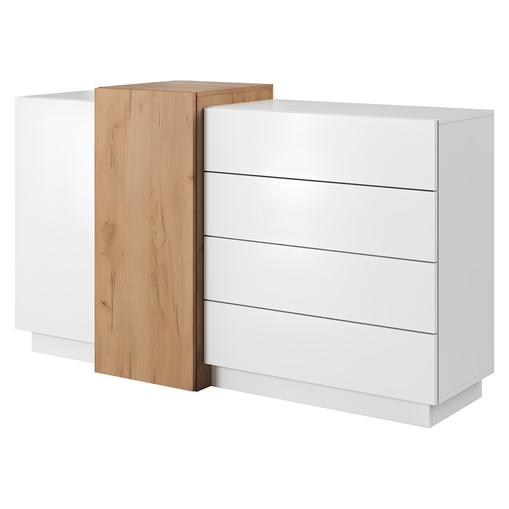 Komód 2D4S, fehér/tölgy craft arany, TRIO