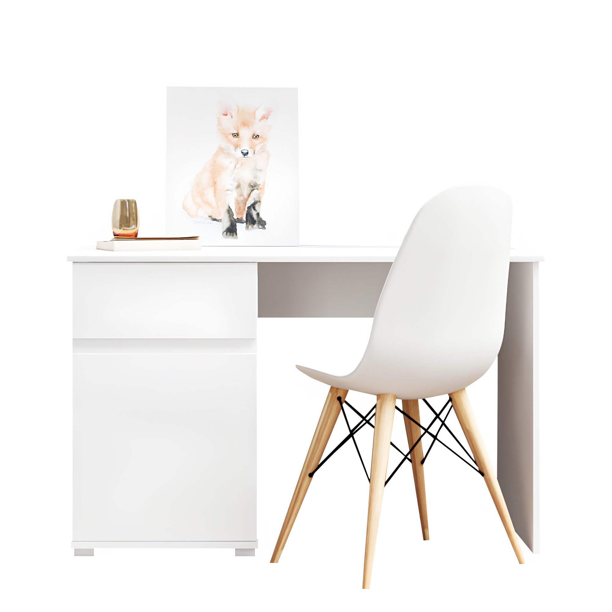 PC stôl 1D1S/120, biely lesk, LINDY