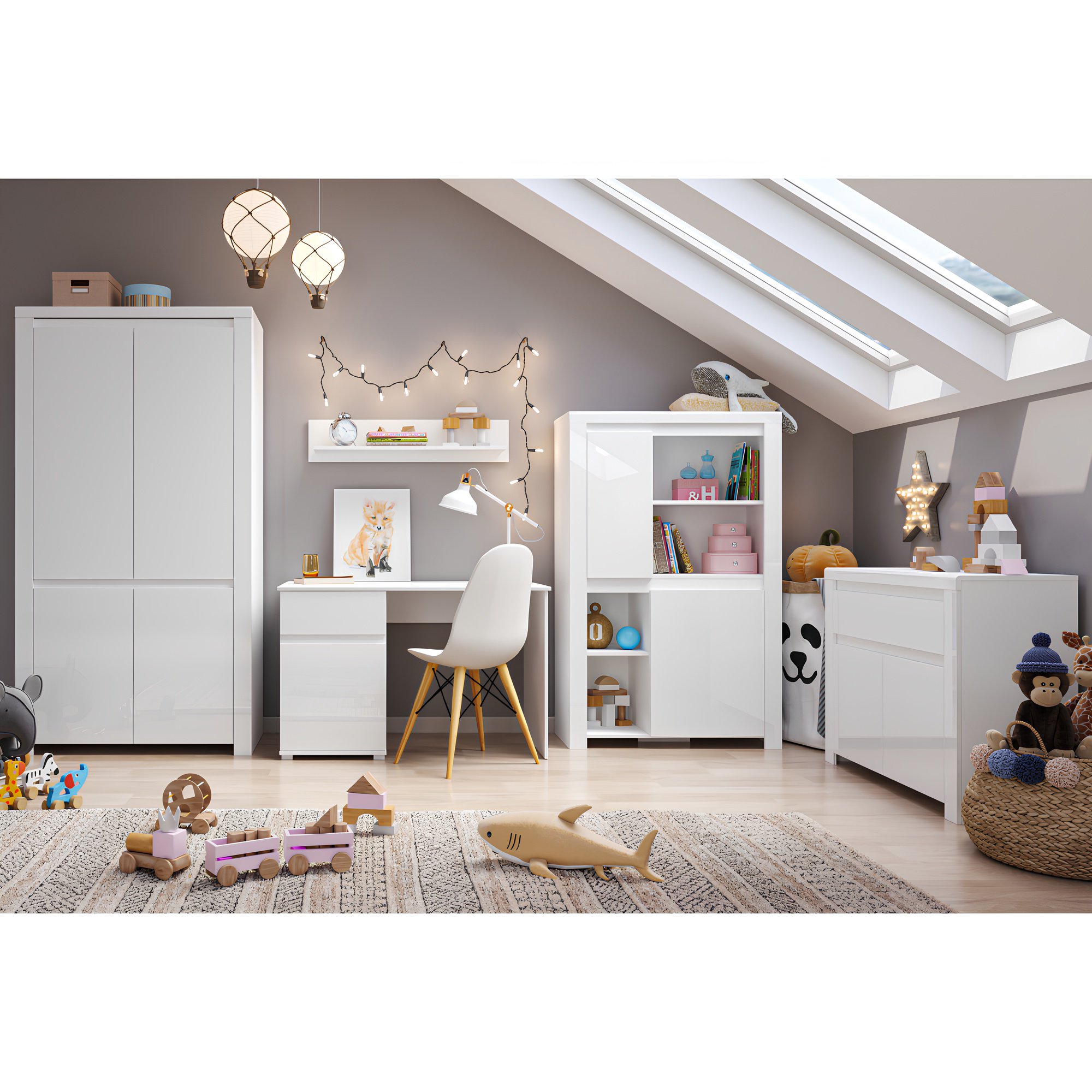 PC stôl 1D1S/120, biely lesk, LINDY