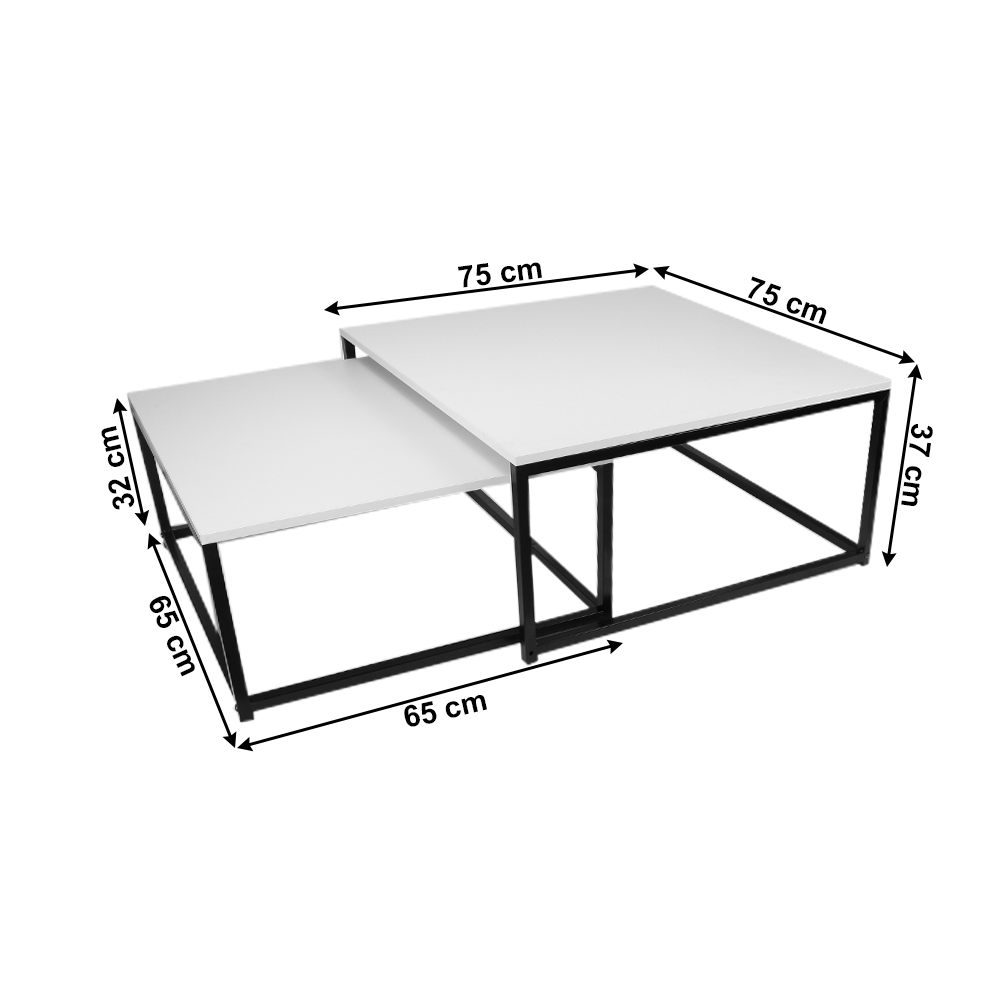Két dohányzóasztal szett, fehér/fekete, KASTLER NEW TYP 1
