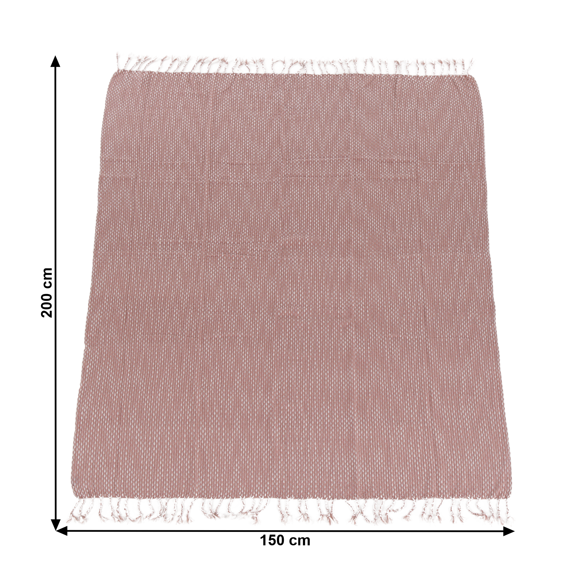 TEMPO-KONDELA TAVAU, pletená deka so strapcami, staroružová/vzor, 150x200 cm