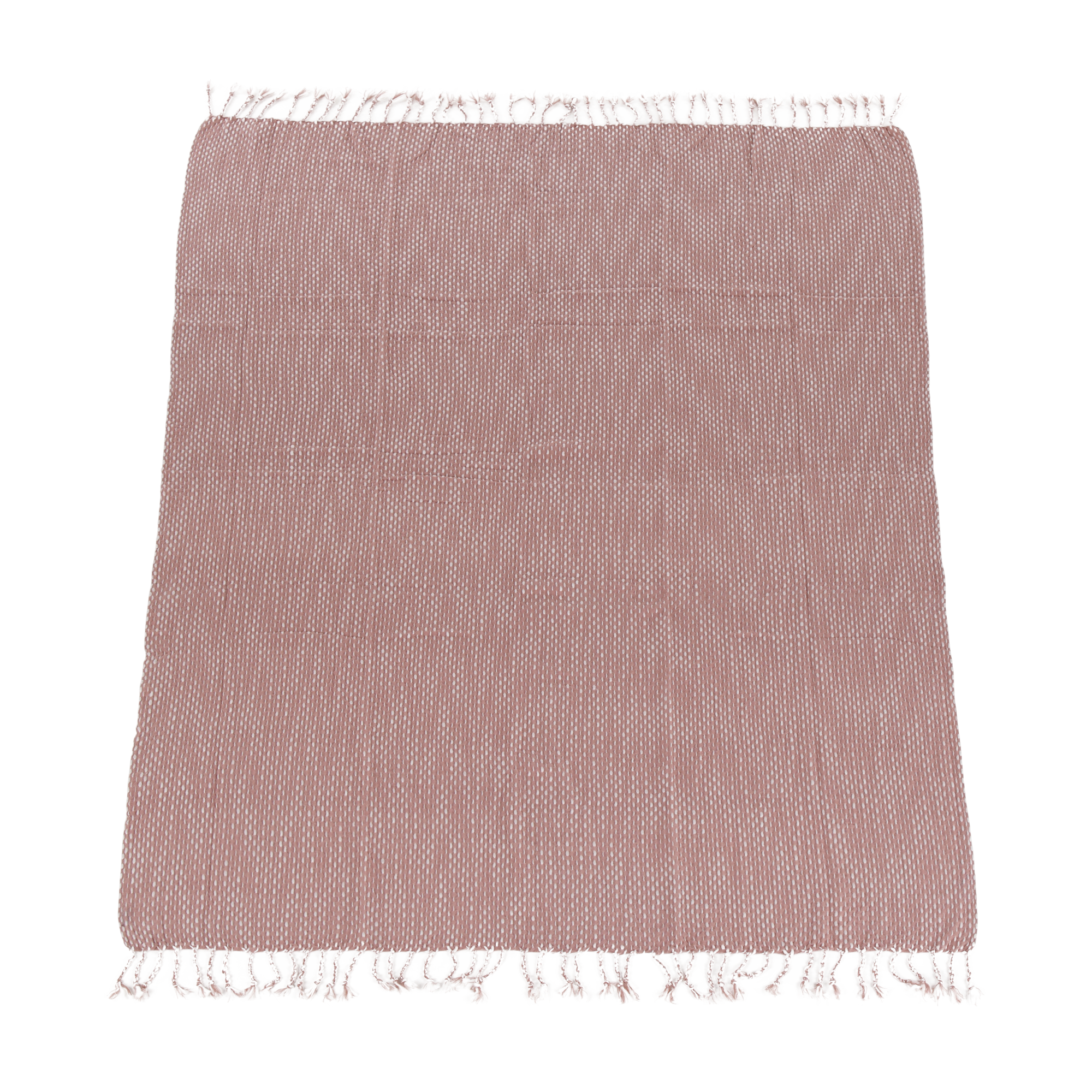 TEMPO-KONDELA TAVAU, pletená deka so strapcami, staroružová/vzor, 150x200 cm