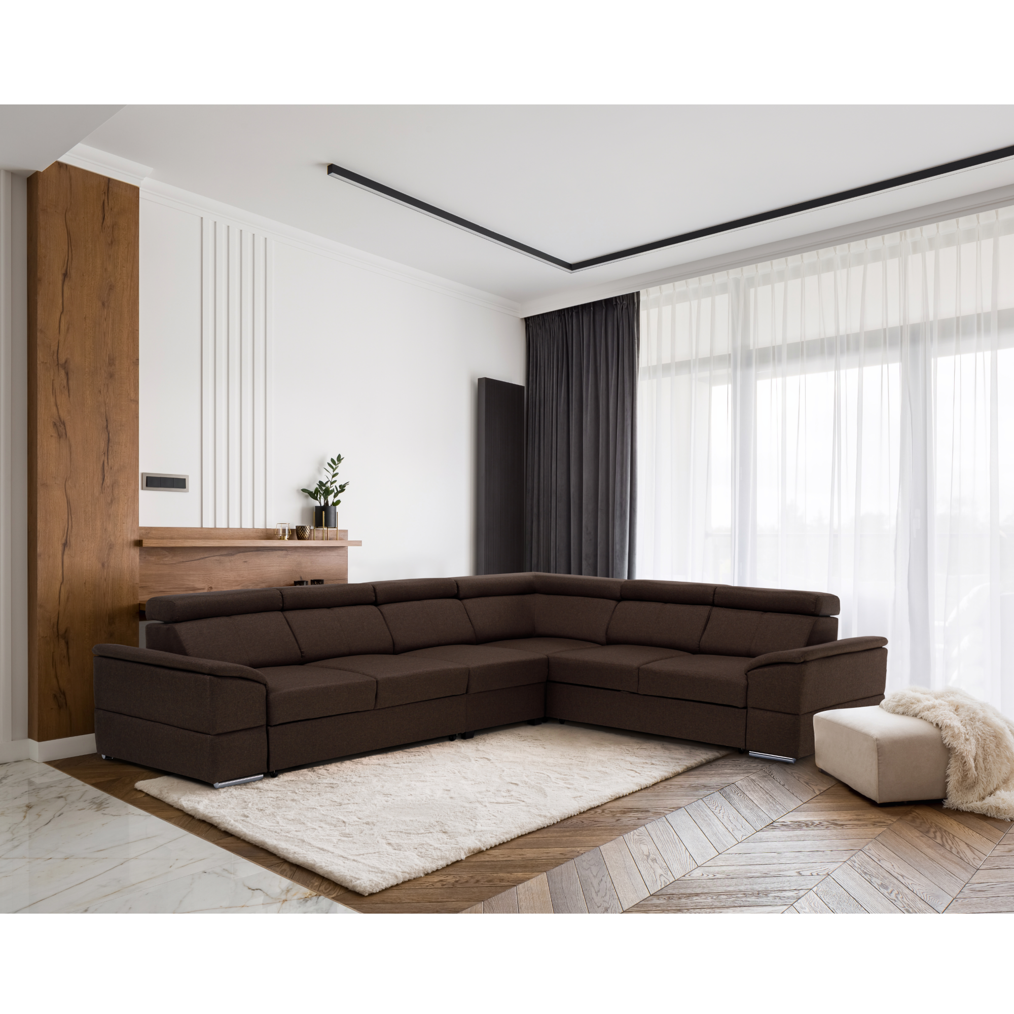 Ülőgarnitúra, szövet csoki, SEGORIA LUX