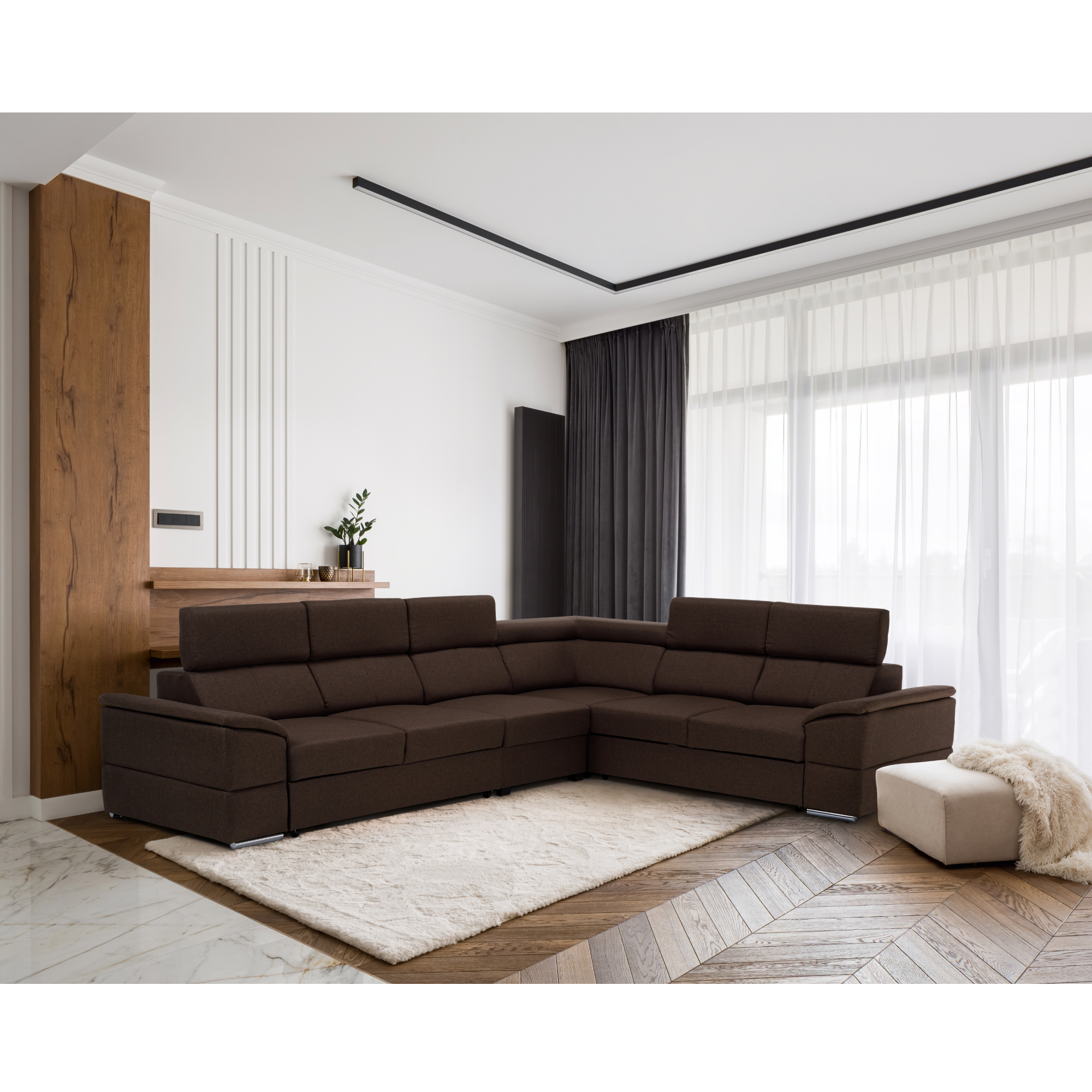 Ülőgarnitúra, szövet csoki, SEGORIA LUX