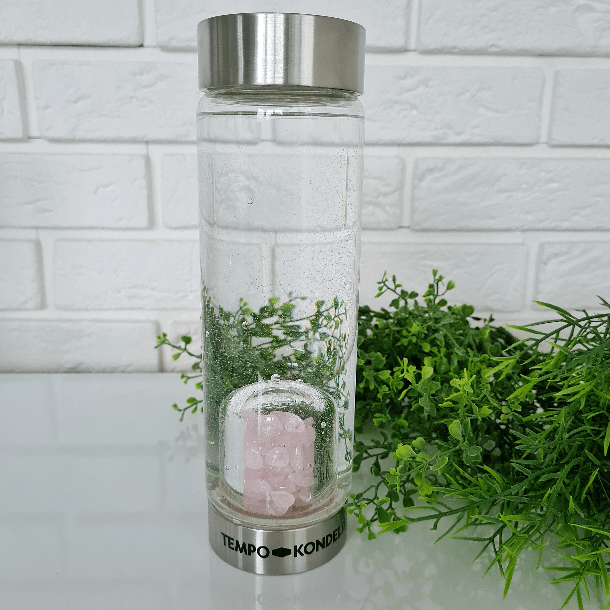 TEMPO-KONDELA CRYSTAL, sklenená fľaša s ruženínom, 500 ml