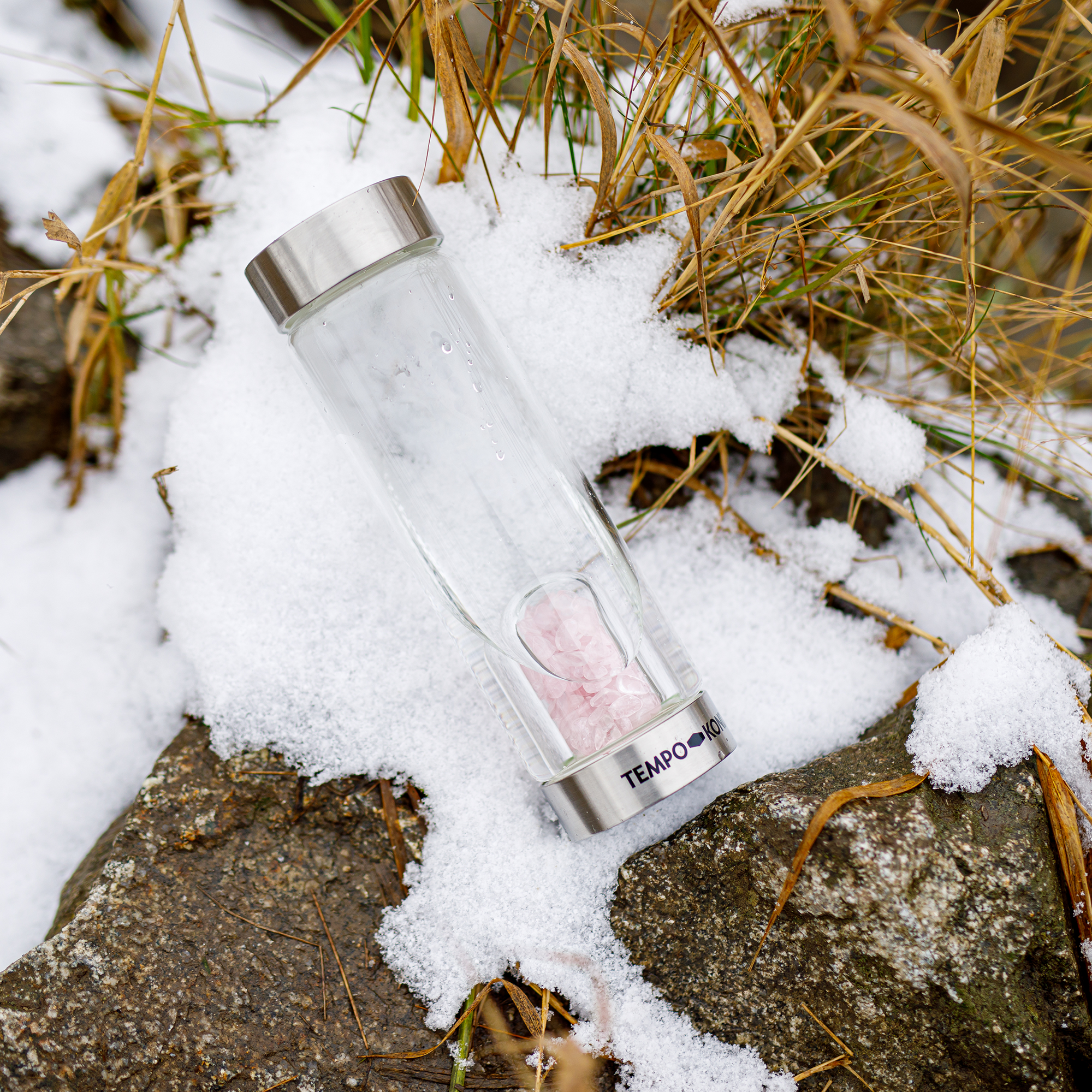 TEMPO-KONDELA CRYSTAL, sklenená fľaša s ruženínom, 500 ml
