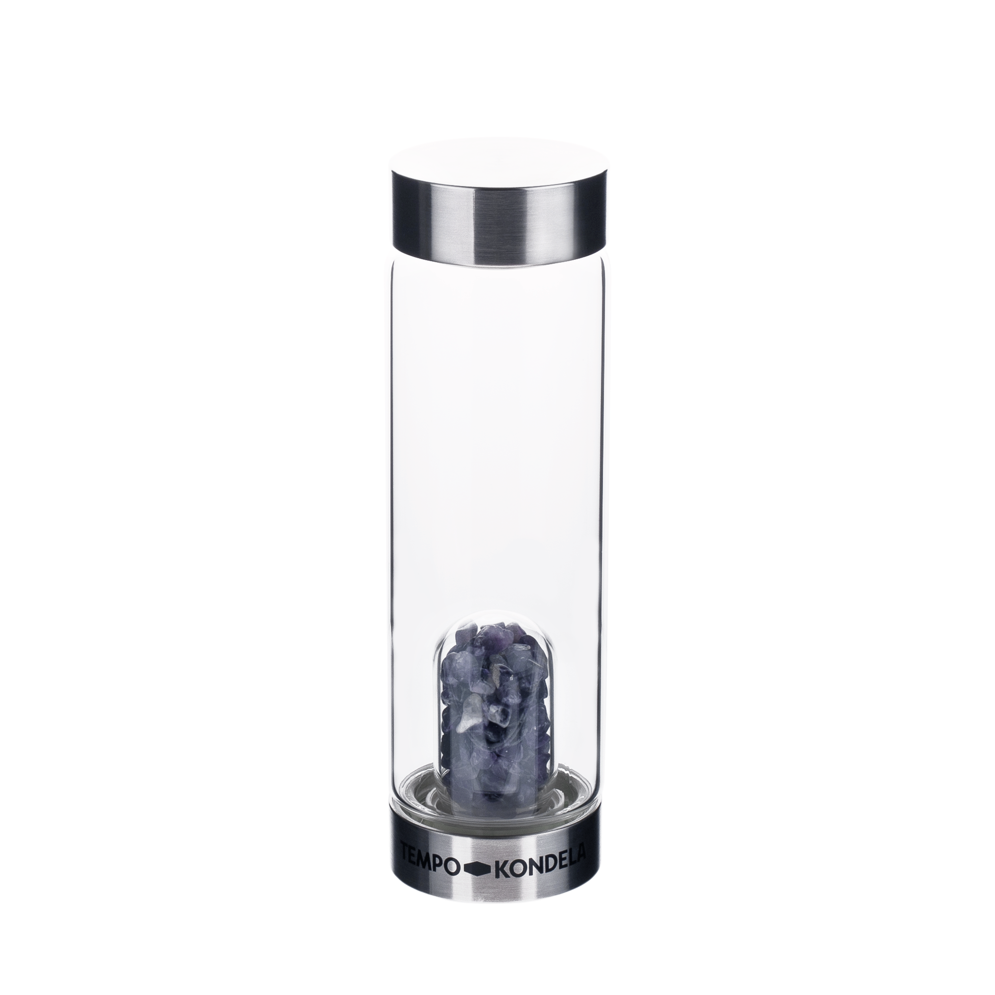 TEMPO-KONDELA CRYSTAL, sklenená fľaša s ametystom, 500 ml