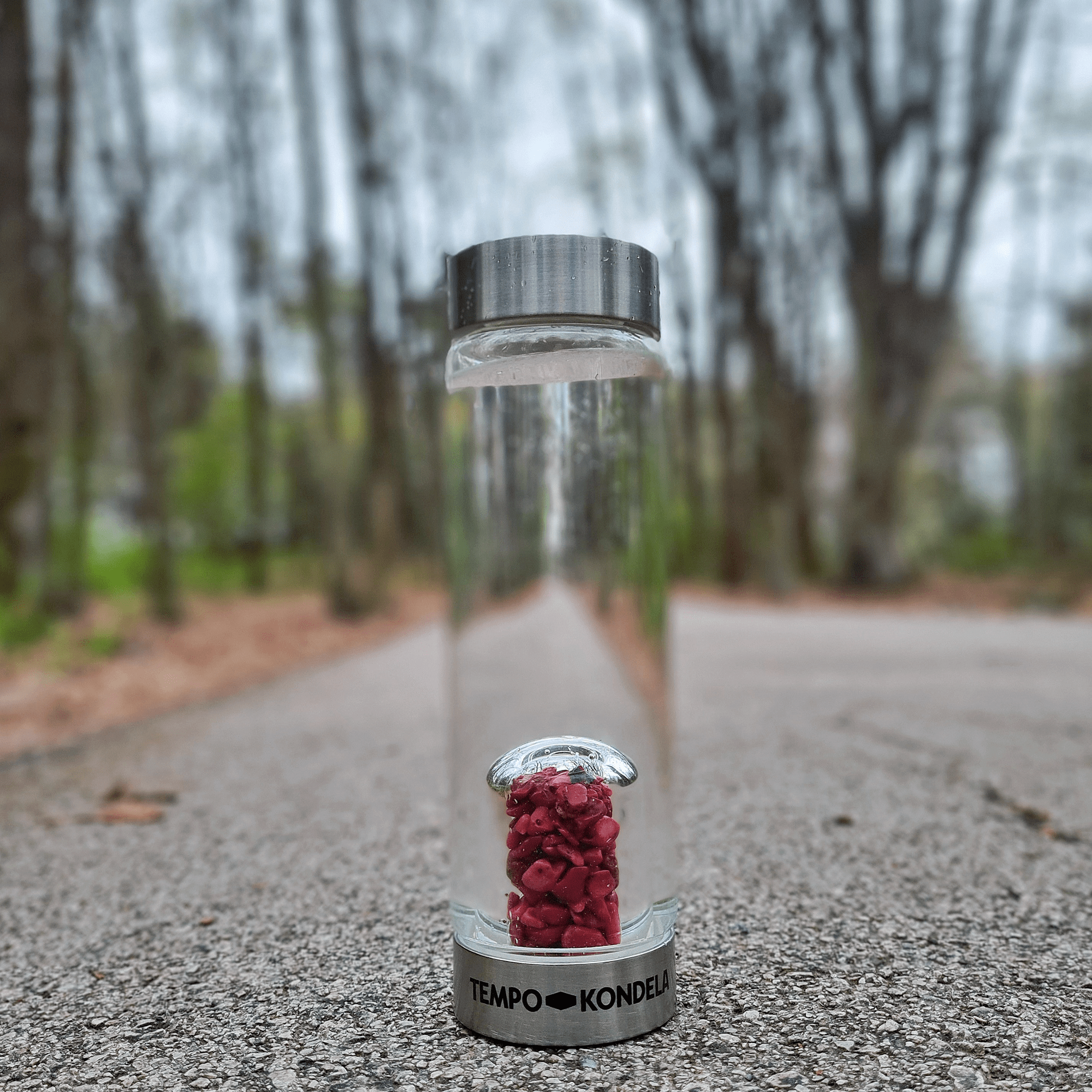 TEMPO-KONDELA CRYSTAL, sklenená fľaša s jaspisom, 500 ml