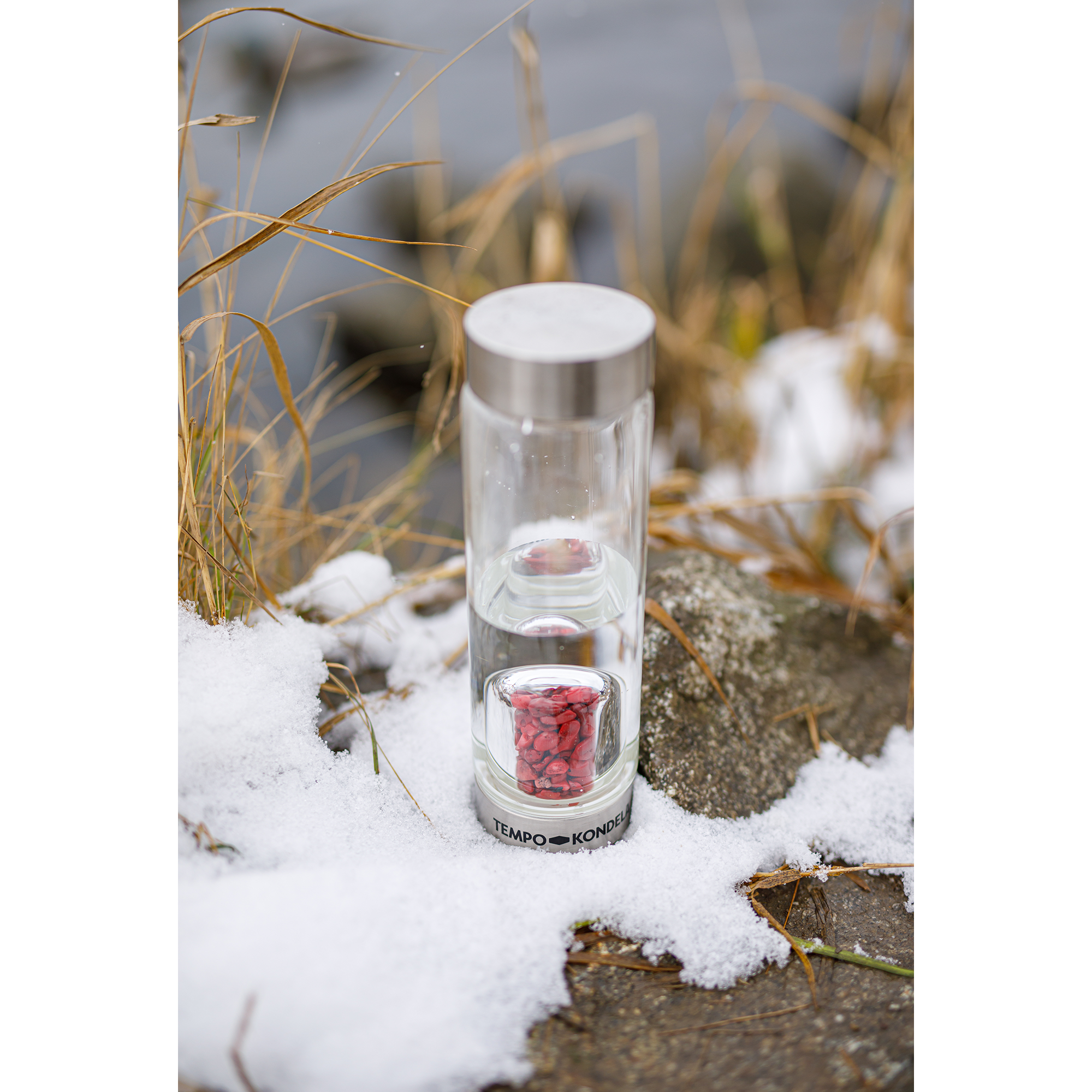 TEMPO-KONDELA CRYSTAL, sklenená fľaša s jaspisom, 500 ml
