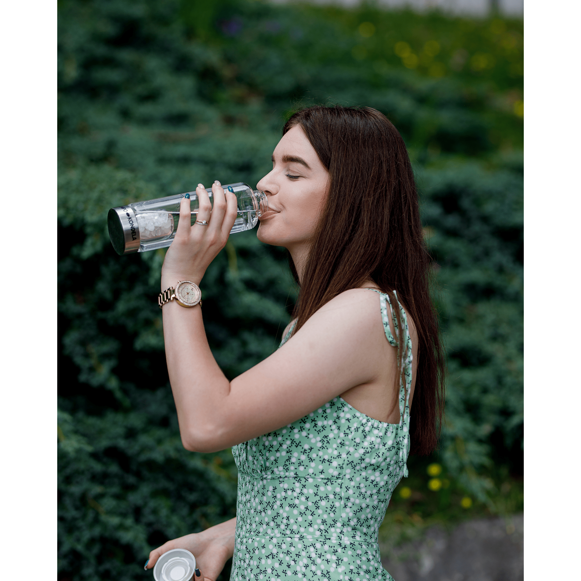 TEMPO-KONDELA CRYSTAL, sklenená fľaša s kremeňom, 500 ml