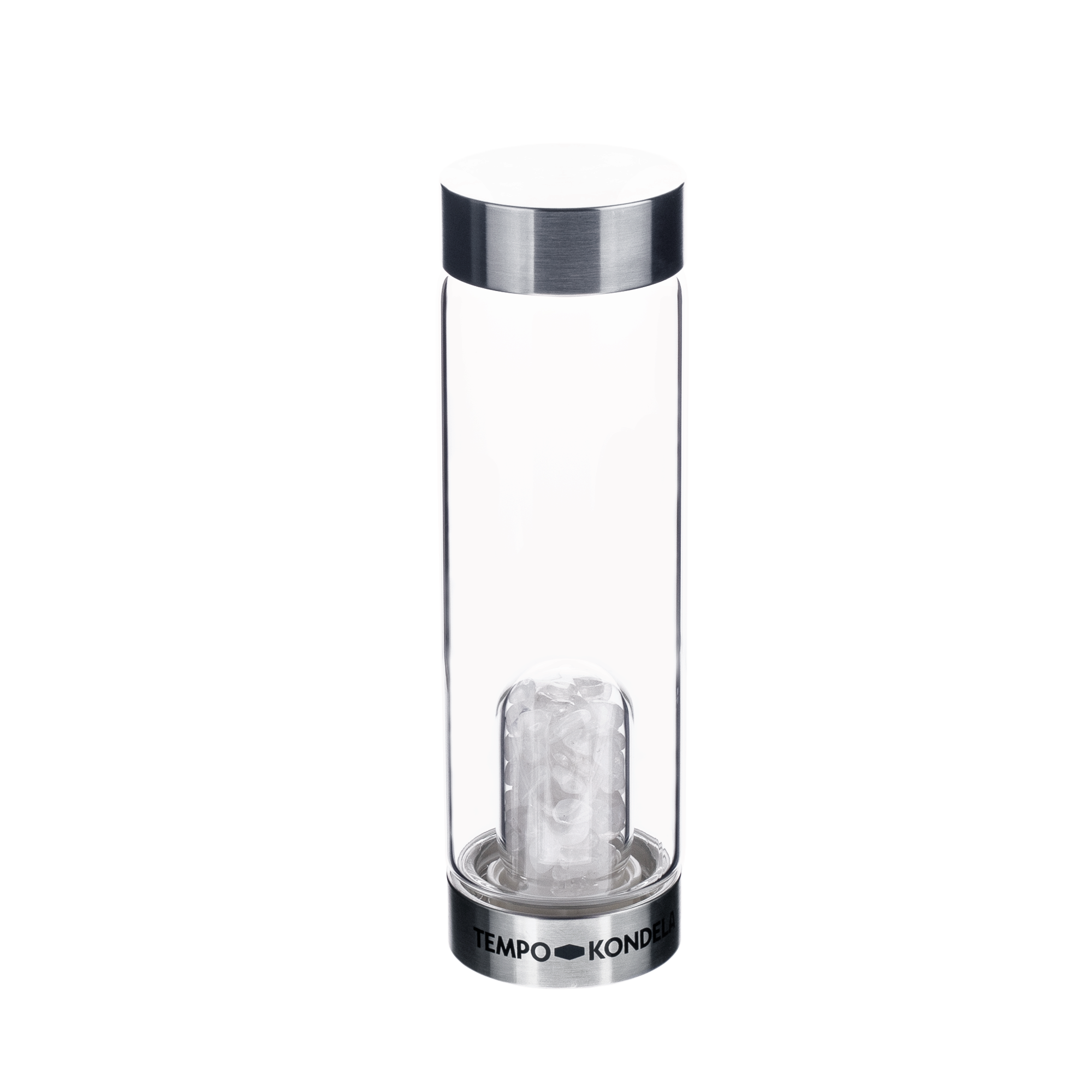 TEMPO-KONDELA CRYSTAL, sklenená fľaša s kremeňom, 500 ml