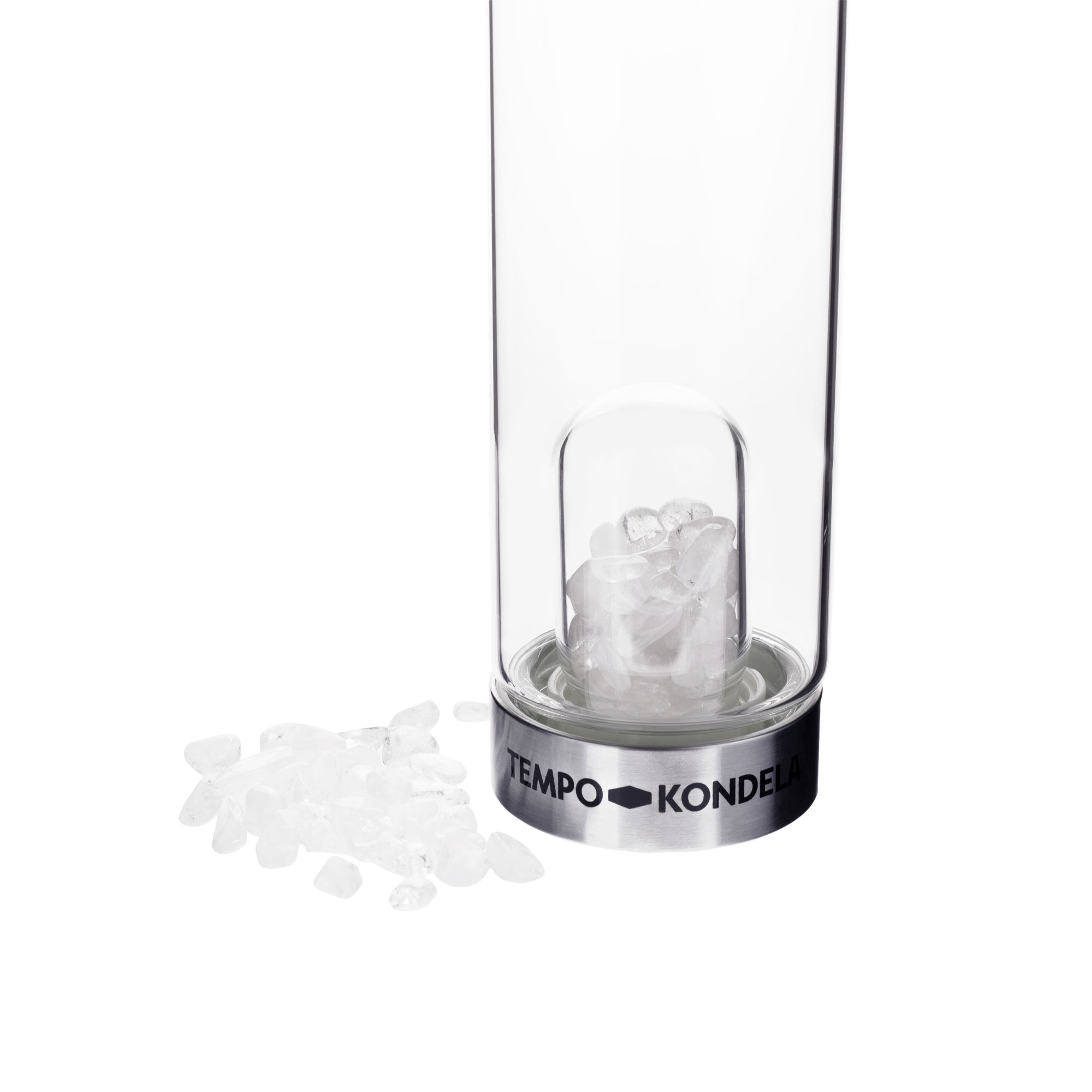 TEMPO-KONDELA CRYSTAL, sklenená fľaša s kremeňom, 500 ml