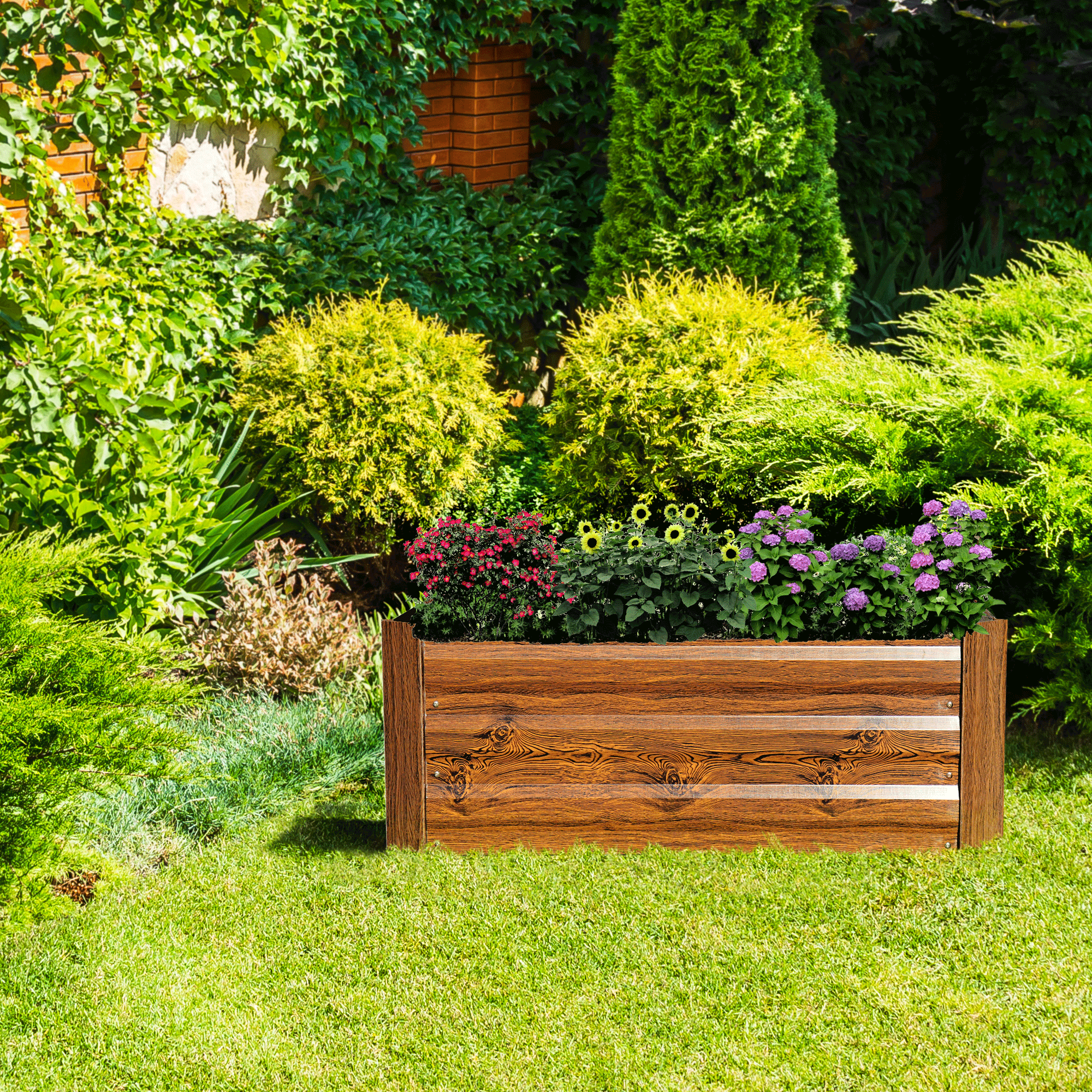 Magasított virágágy, barna, acél, NONKY TYP 2 Magasított virágágy, barna, acél, NONKY TYP 2