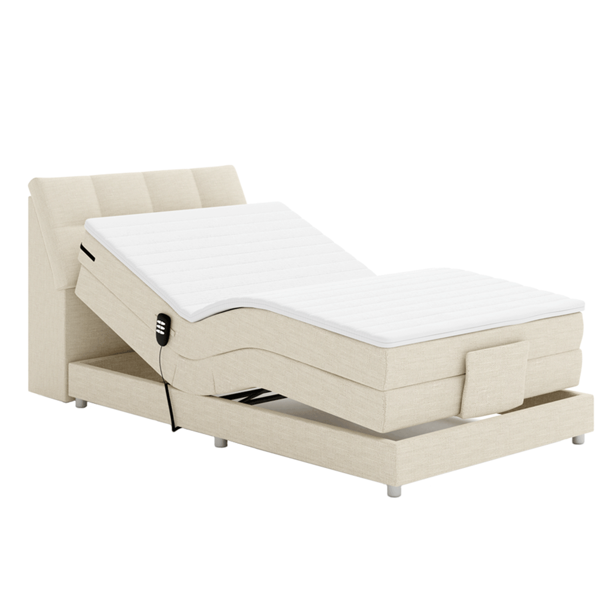 Elektromos állítható ágy, boxspring, bézs, 120x200, GERONA