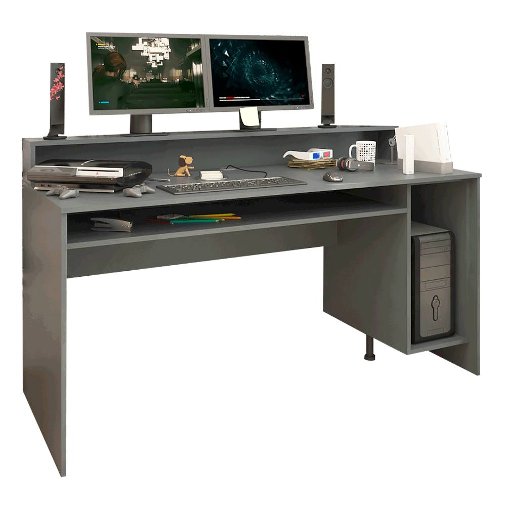 Számítógépasztal/gamer asztal, grafit, TEZRO NEW