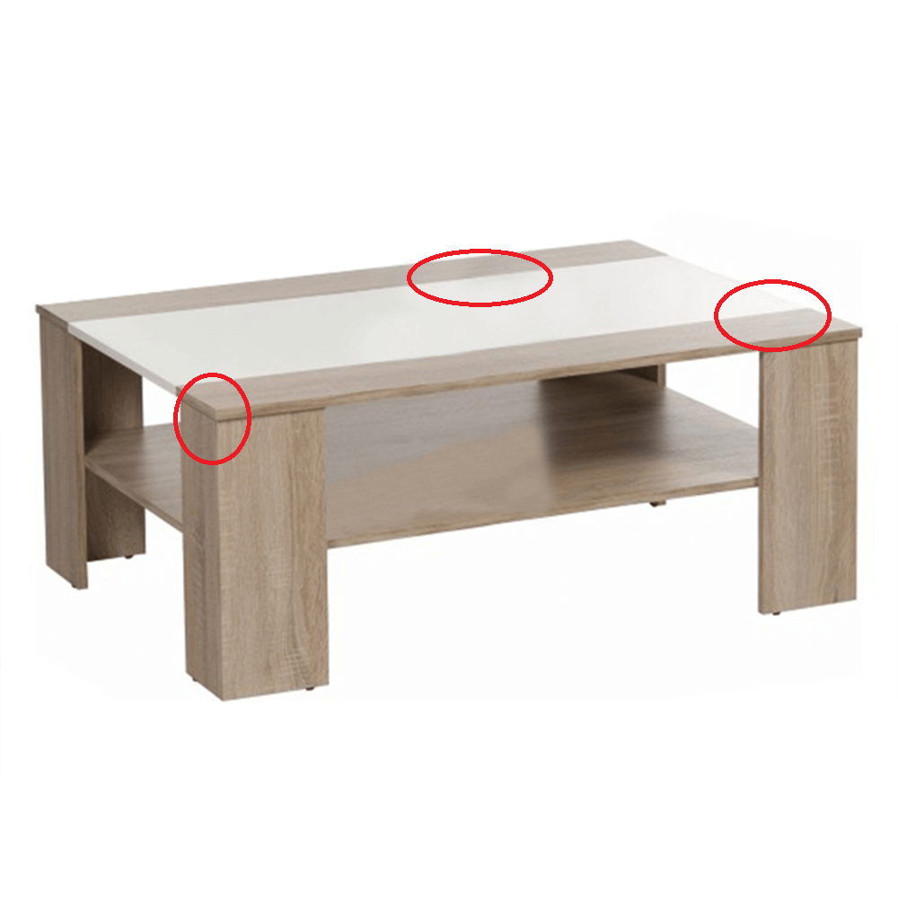 Konferenčný stolík, dub sonoma/biela extra vysoký lesk HG, ARIADNA P1, poškodený tovar
